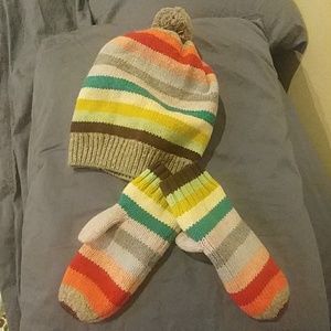 Unisex Wool Toddler Hat & Matching Mittens